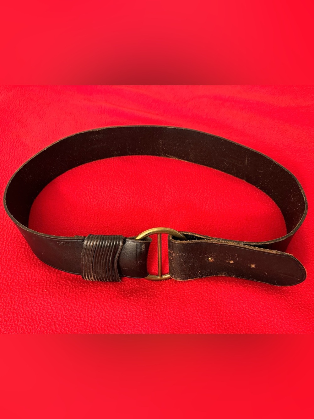 Ralph Lauren Brass Horsebit Double Strap Equestrian Wide Leather Belt XL Black